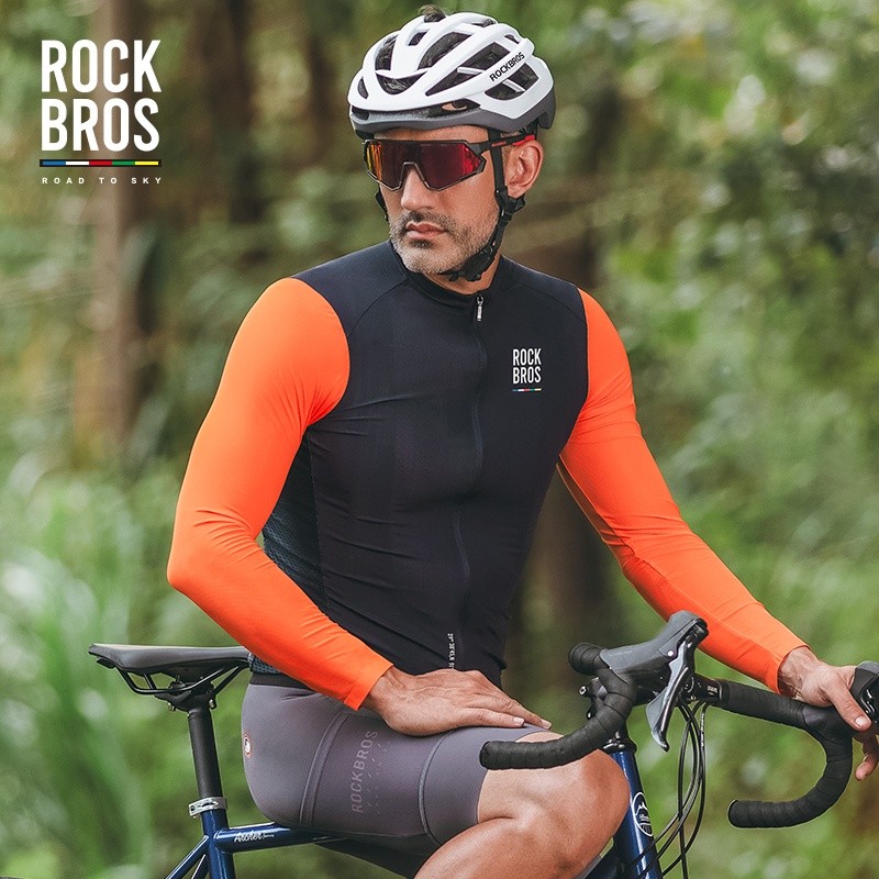 【ROAD TO SKY】ROCKBROS Men’s Full Zipper Long Sleeves Cycling Jersey Biking Shirt
