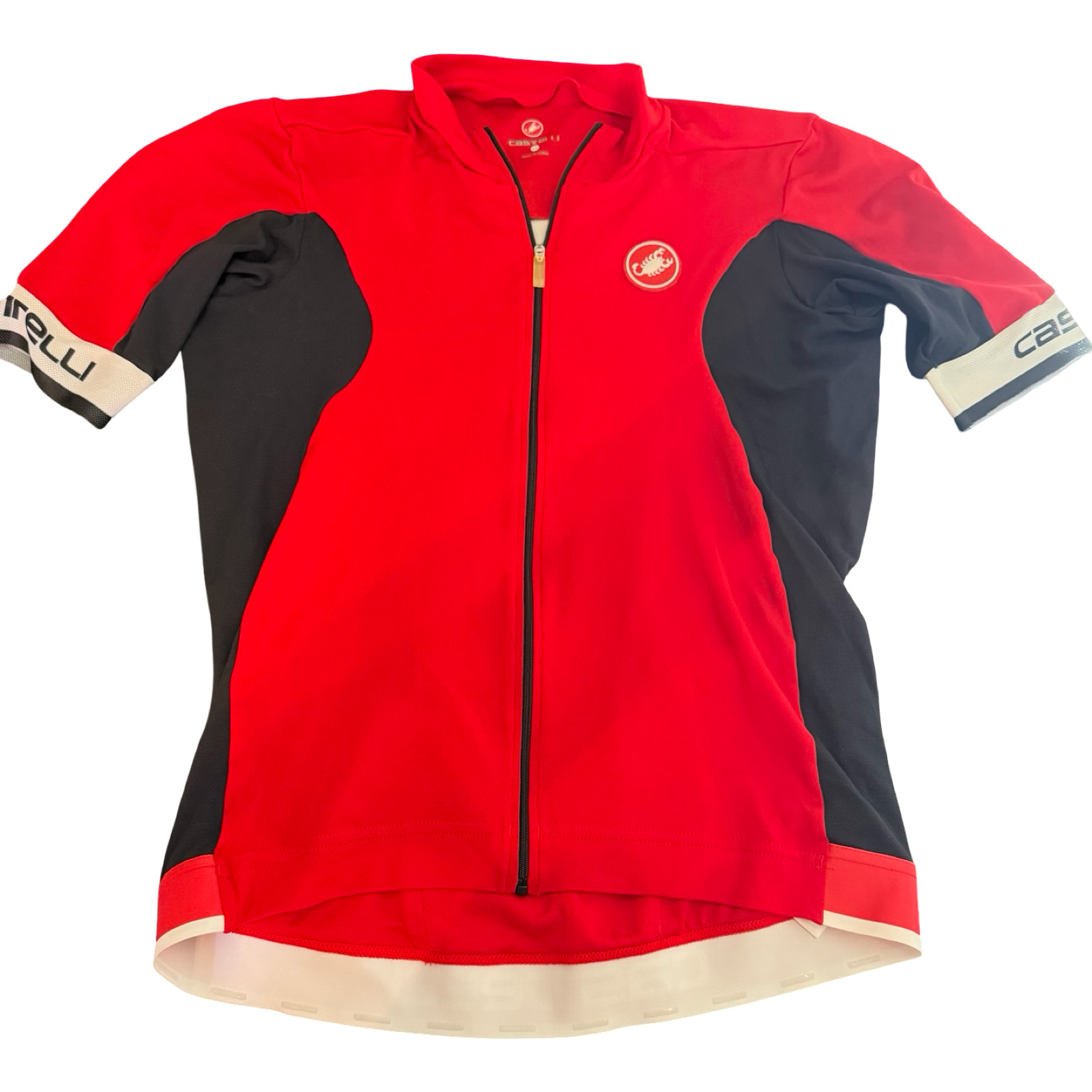 Castelli Men’s Red and Black Full Zip Short Sleeve Cycling Jersey