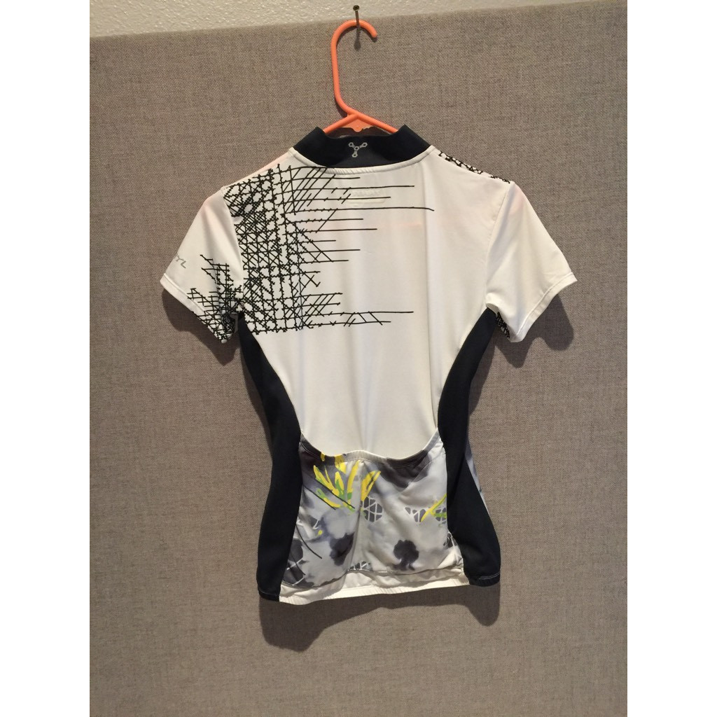 Trayl Mens Biking Jersey Shirt White Multicolor Half Sleeve Collar Cycling XS