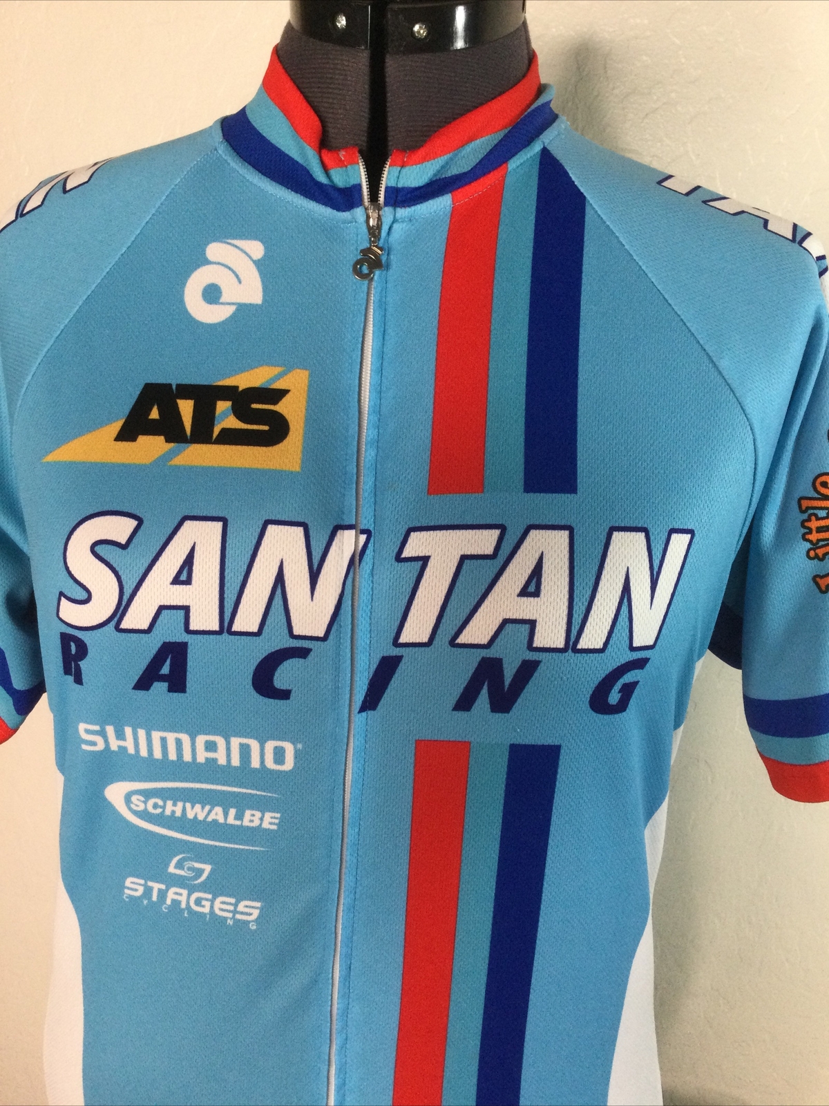 Champ Sys Cycling jersey full zip 3-pocket short sleeve LG San Tan Racing Blue