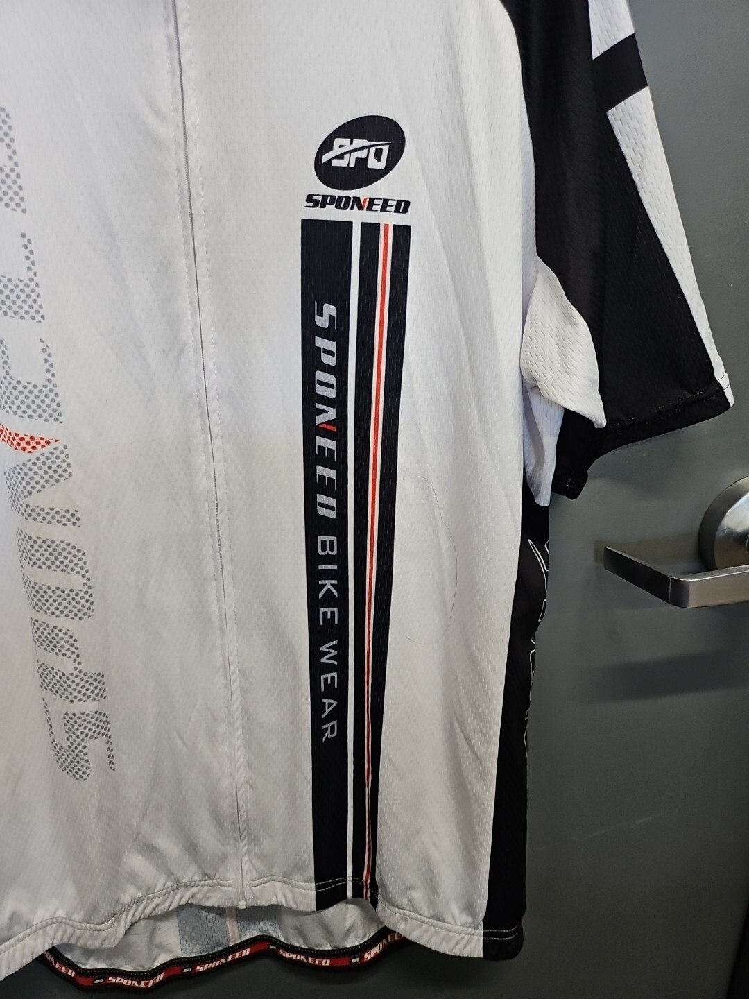Mens Sponeed Bike Wear Full Zip Shirt White Black And Red Sz XXL