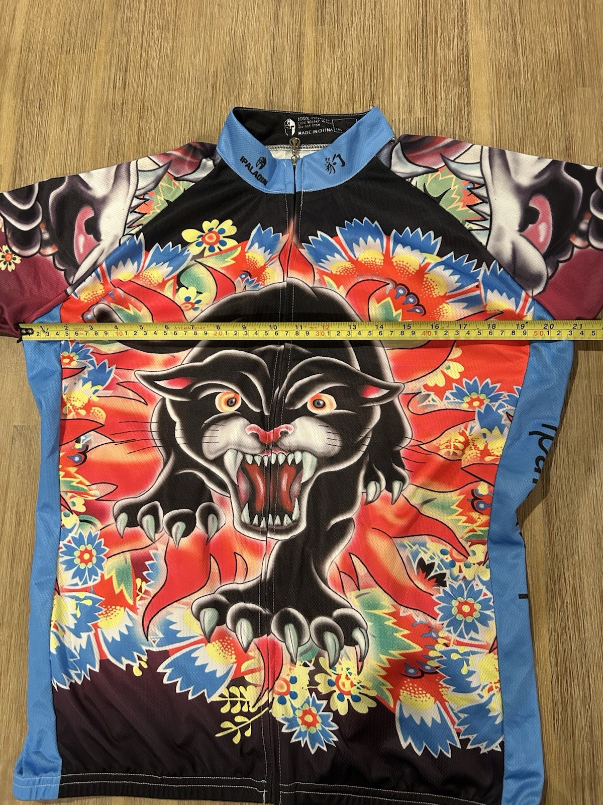 Paladin Floral Panther Tattoo Cycling Jersey Mens Sz 2XL Full Zip Hippie EUC