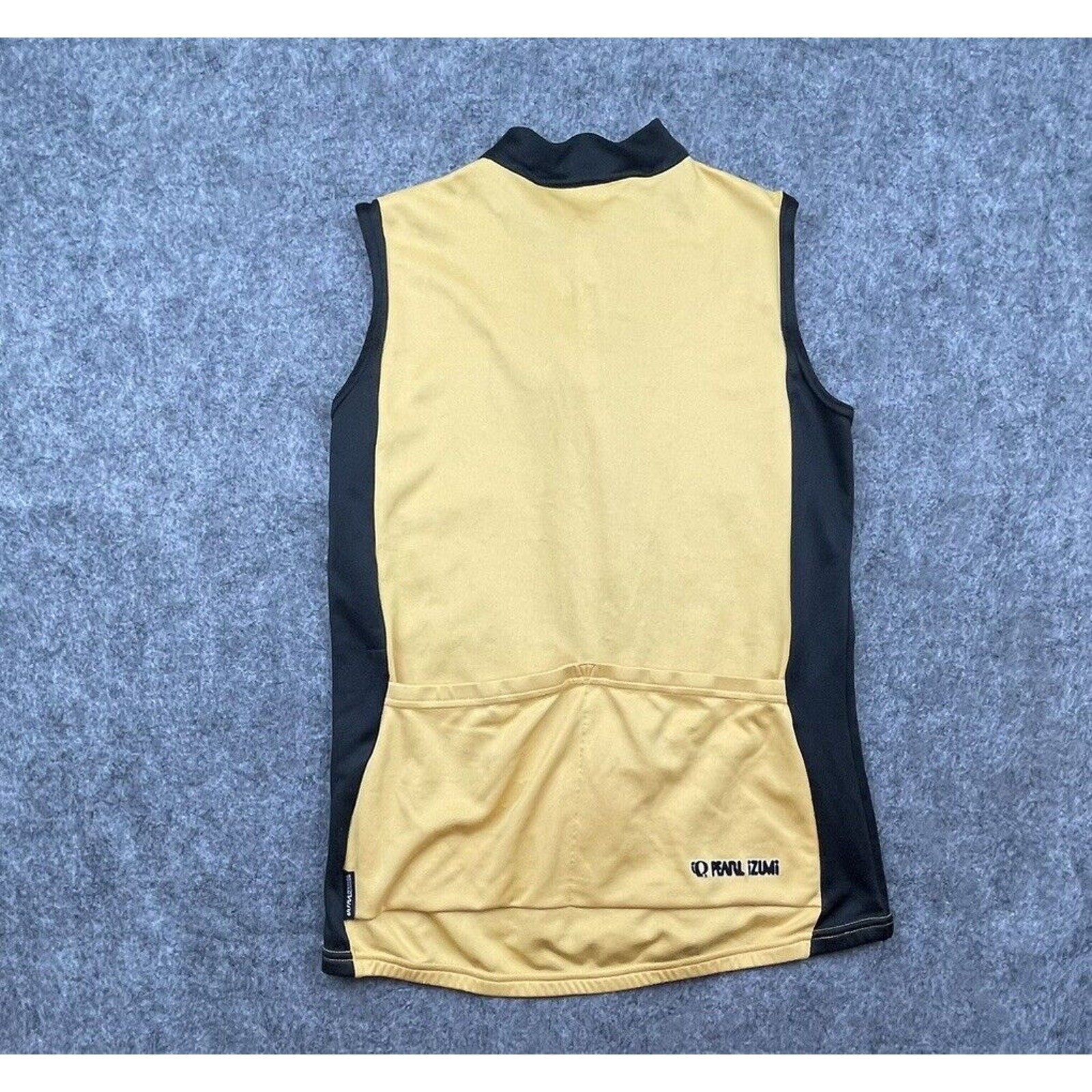 Pearl iZumi Top Womens Medium Cycling Vest Gold Black Back Pockets Long Zip