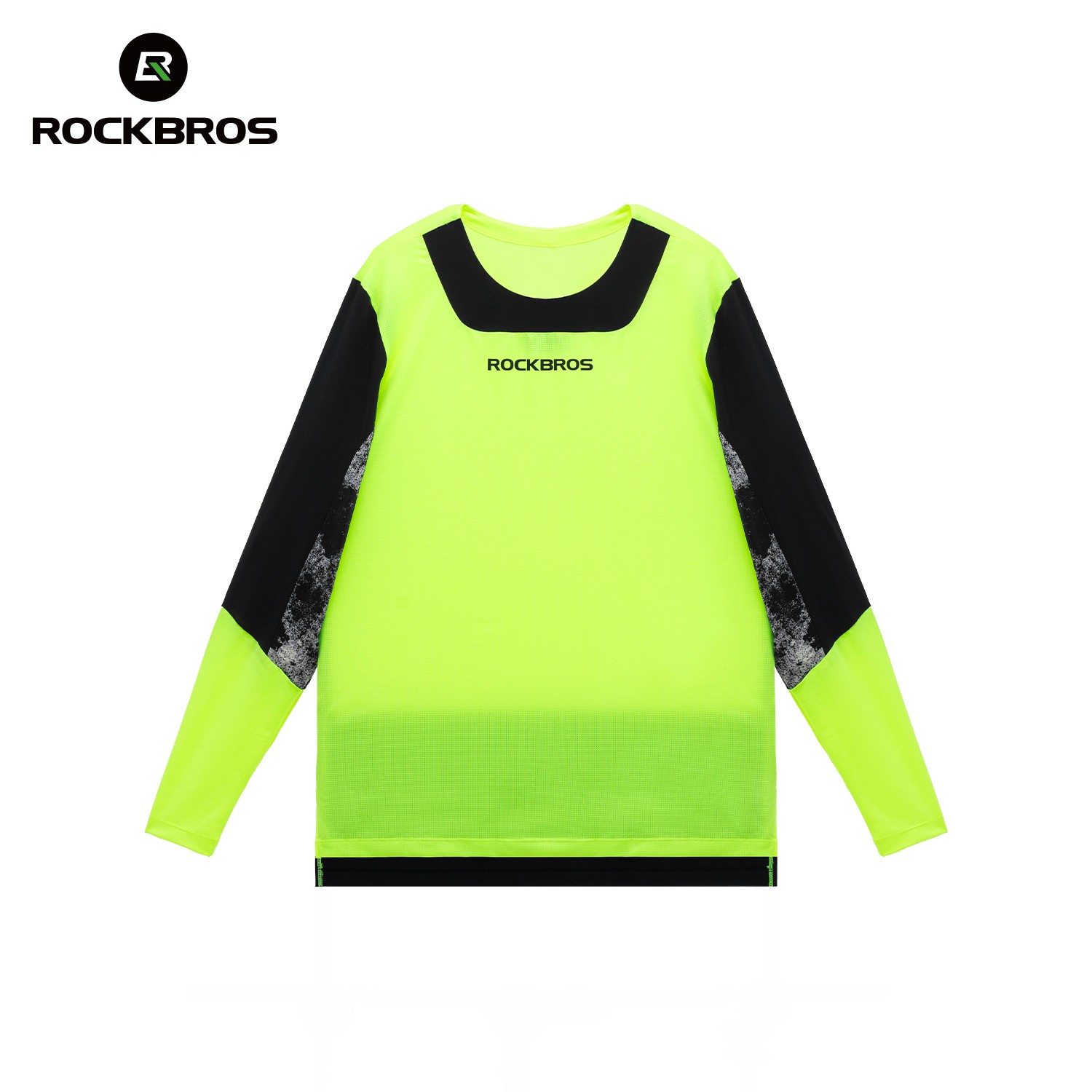 ROCKBROS Men’s Cycling Jersey Long Sleeve Fluorescent Green Breathable S-3XL