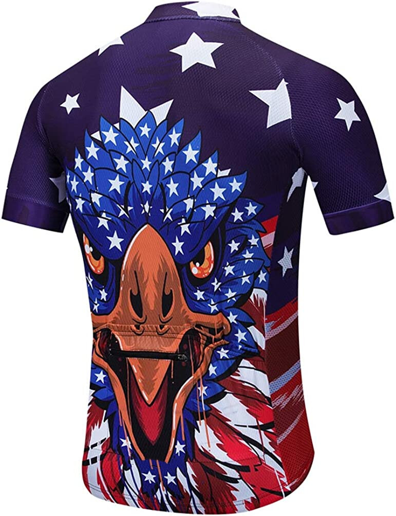 Men’s Zipper Pocket Cycling Jersey Short Sleeve Pro MTB Road Bike Jersey Shirt