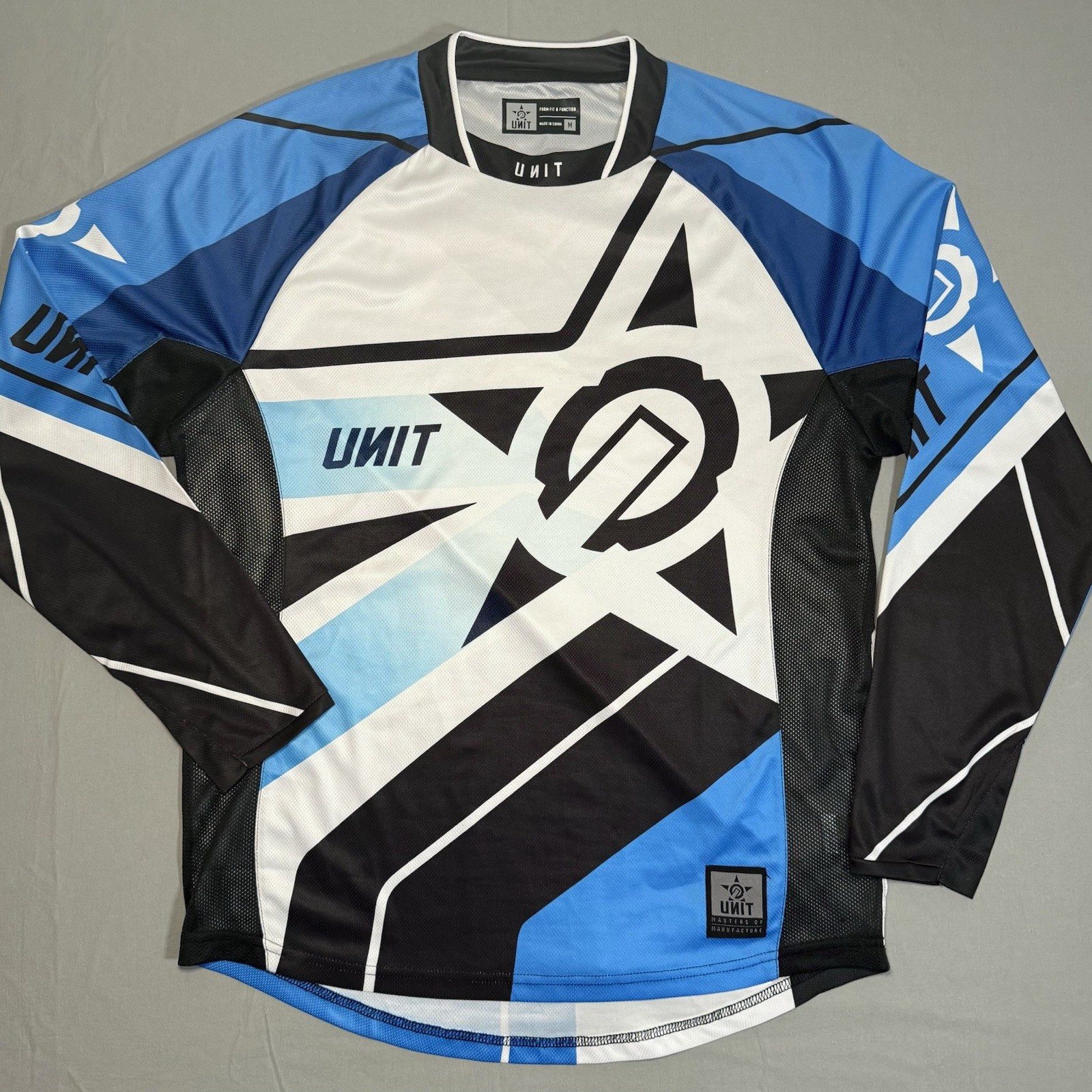UNIT Motocross Jersey Blue Black White Star Pattern Design Long Sleeve – Size M￼