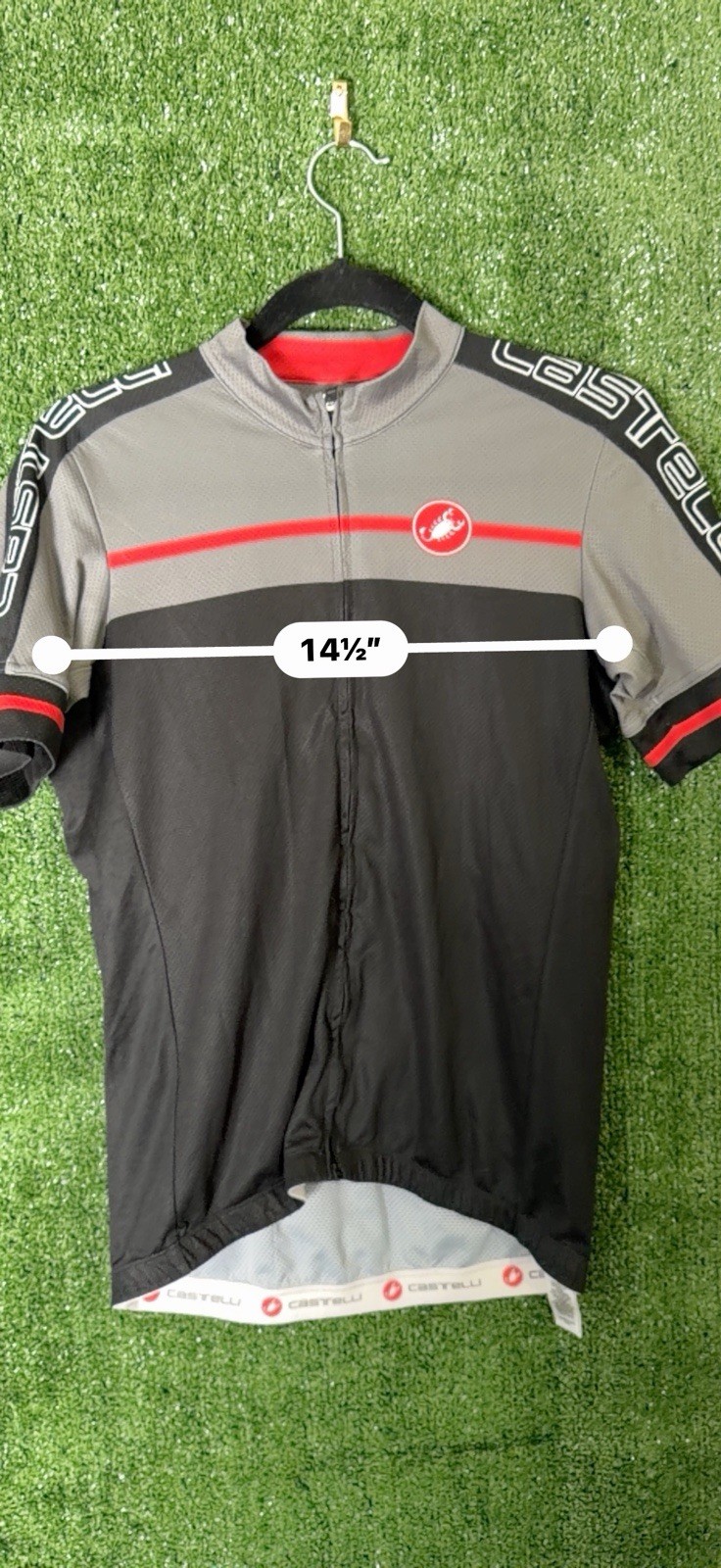 Castelli Men’s Scorpion Cycling Jersey L Black Gray Red Full Zip Bike Shirt-0017