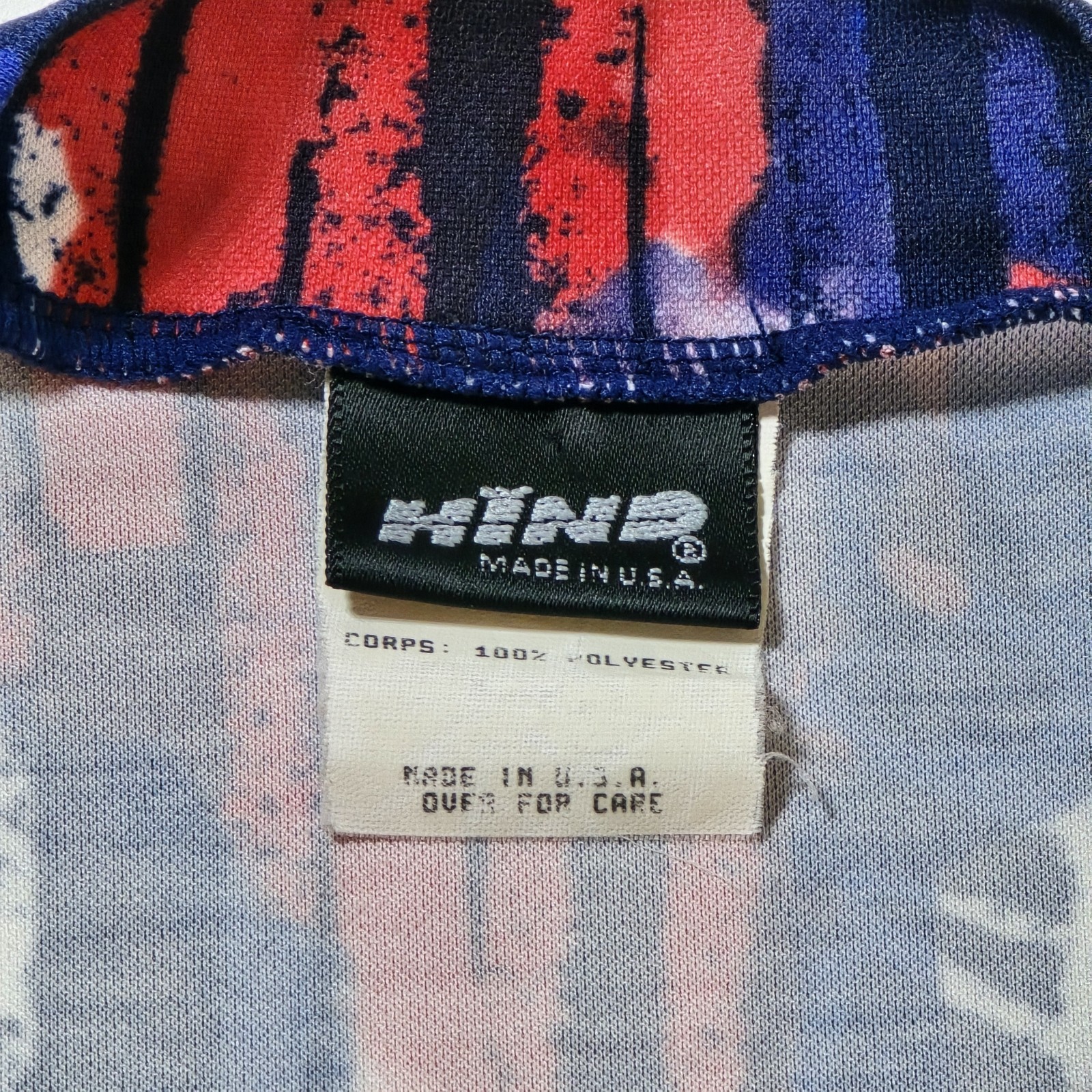 Vintage 90s HIND Cycling Jersey Sz M Made in USA Blue/Gray Marble All Over Print