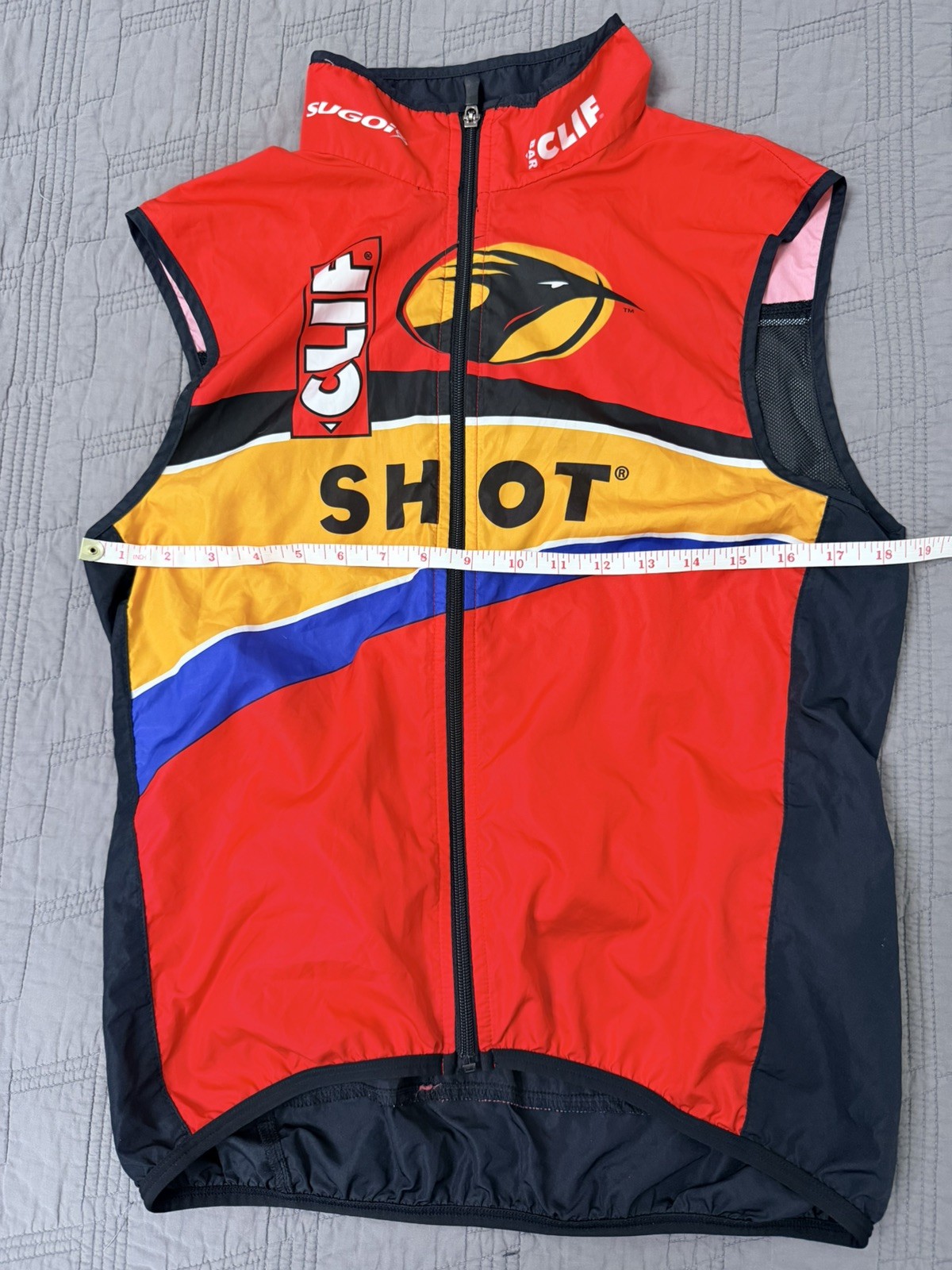 SUGOI Clif Bar Cycling Jacket Men’s Medium Full Zip Sleeveles. Back Partial Mesh