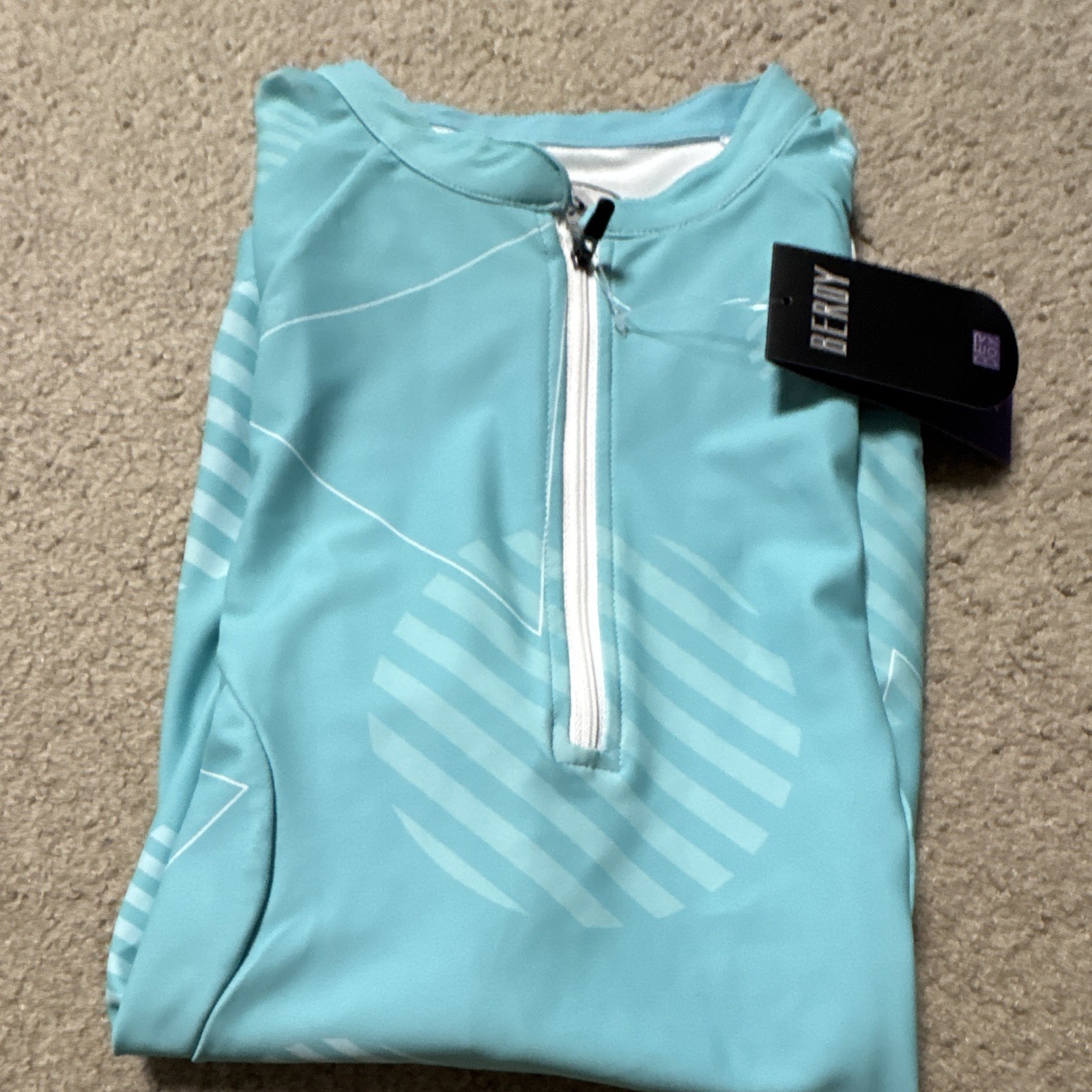 Beroy Women’s XL Sleeveless Cycling Jersey Tank 1/4 Zip Pockets Blue