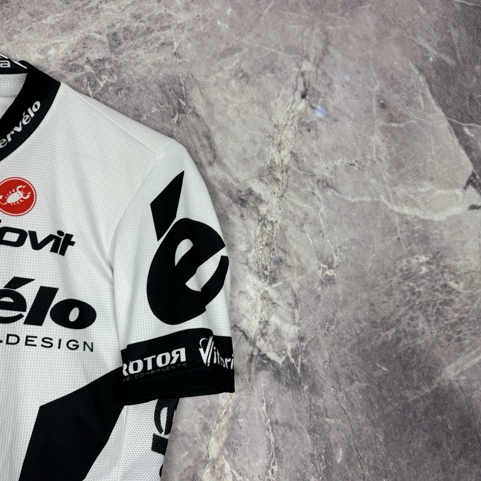Vintage Castelli Cervélo Cycling Jersey Full Zip White Black Size L Race Bike