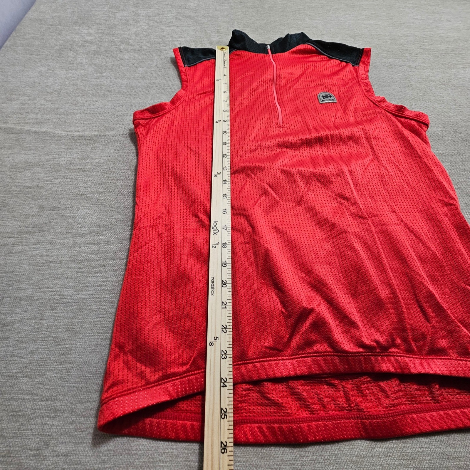 Sugoi Cycling Jersey Vest Large Red Coretech Mesh Sleeveless Quarter Zip Pocket