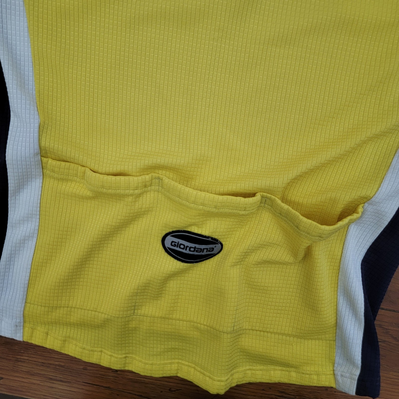 Giordana Mens XL? Cycling Jersey 21.5″ P2P Bike Pockets Vintage Italy Yellow
