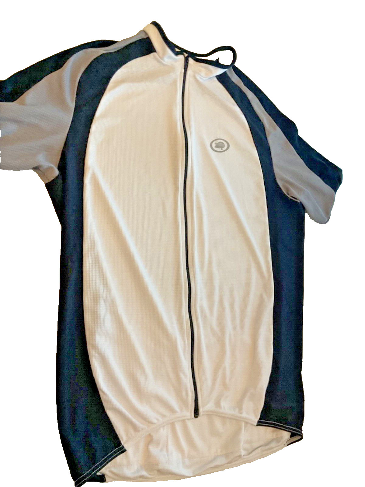 PERFORMANCE Ultra Cycling White Black Gray Full Zip SS Pockets Shirt Biking (L)