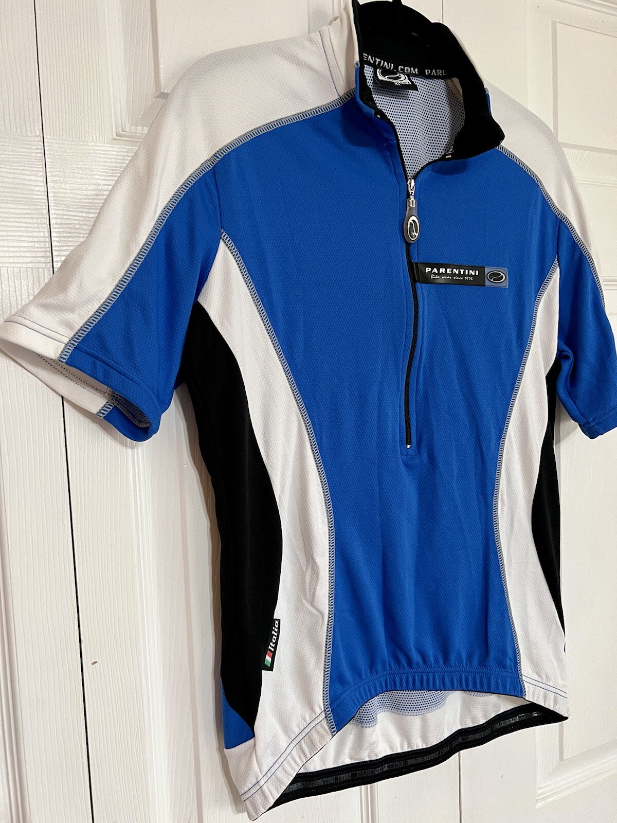 Parentini Bike Wear Shirt XL Made in Italy 1/2 Zip Tri Back Waist Pouch Italia