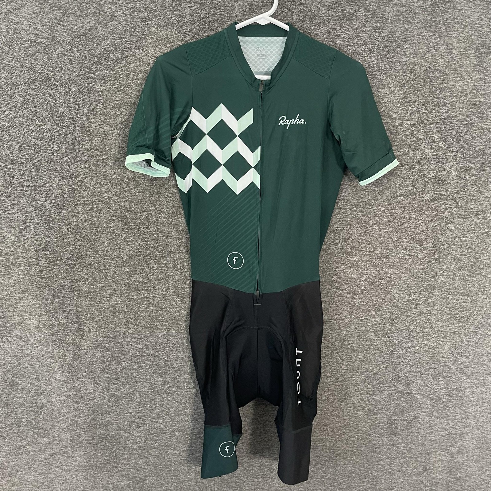 Rapha Pro Team Aerosuit Skinsuit Mens Medium Green Fount Cycling Short Sleeve