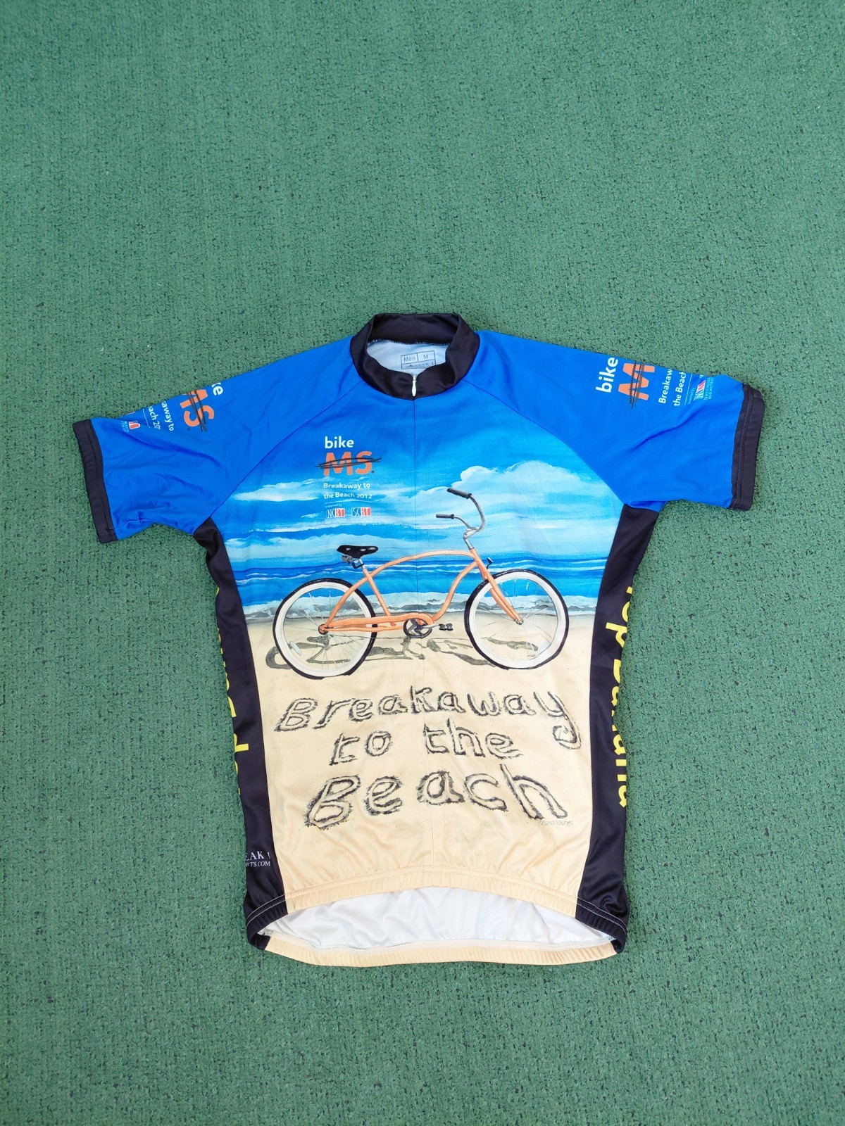 Peak 1 2012 Breakaway To The Beach Multicolored Zip Up Cycling Jersey Sz Medium