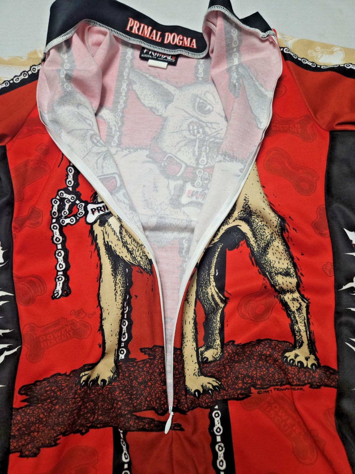 Vintage Primal Dog Red Cycling Jersey Size Medium Made in USA PLS RD DESCRIPTION