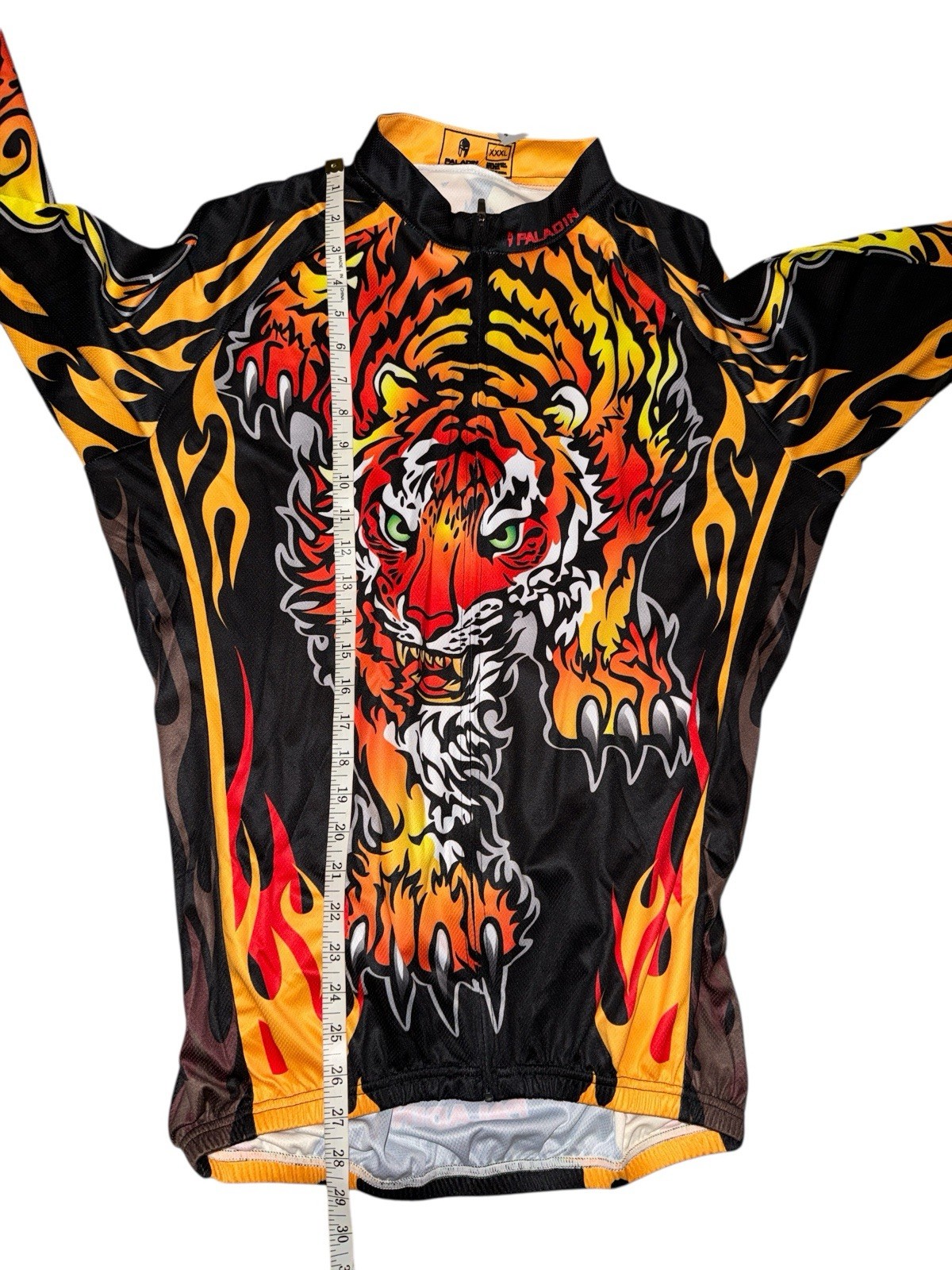 New Paladin Tiger Cycling Jersey Long Sleeve Full Zip Double Sided Flames XXXL