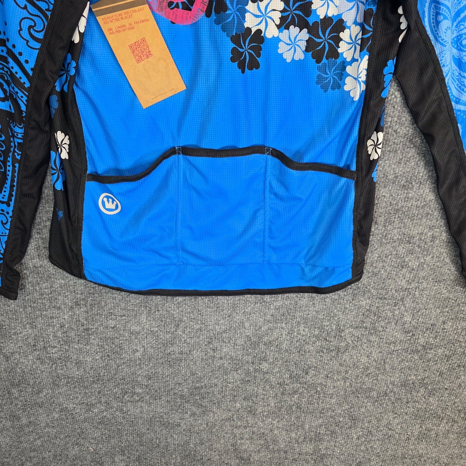 Canari Gale LS Cycling Jersey Womens XL Azure Blue Paisley Floral Long Sleeve