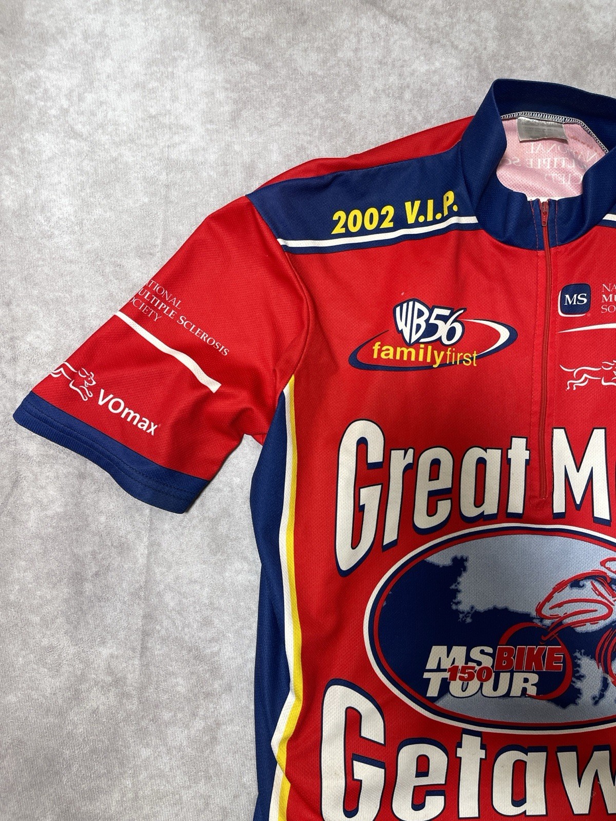VOmax Cycling Jersey Mens XL Red Bicycle Vintage Zip Activewear Made USA