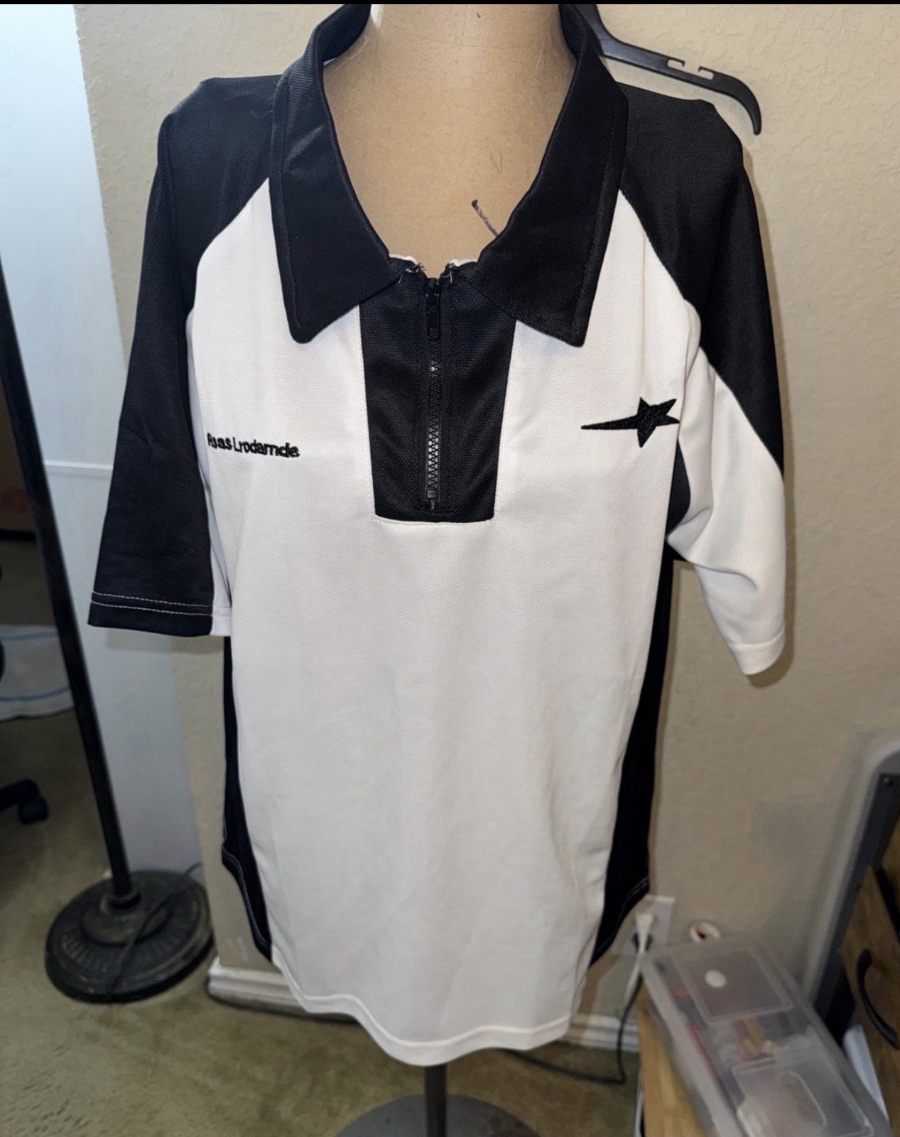 Rsas Lrodarmade Black White Cycling Jersey Short Sleeve 1/4 Zip Collared