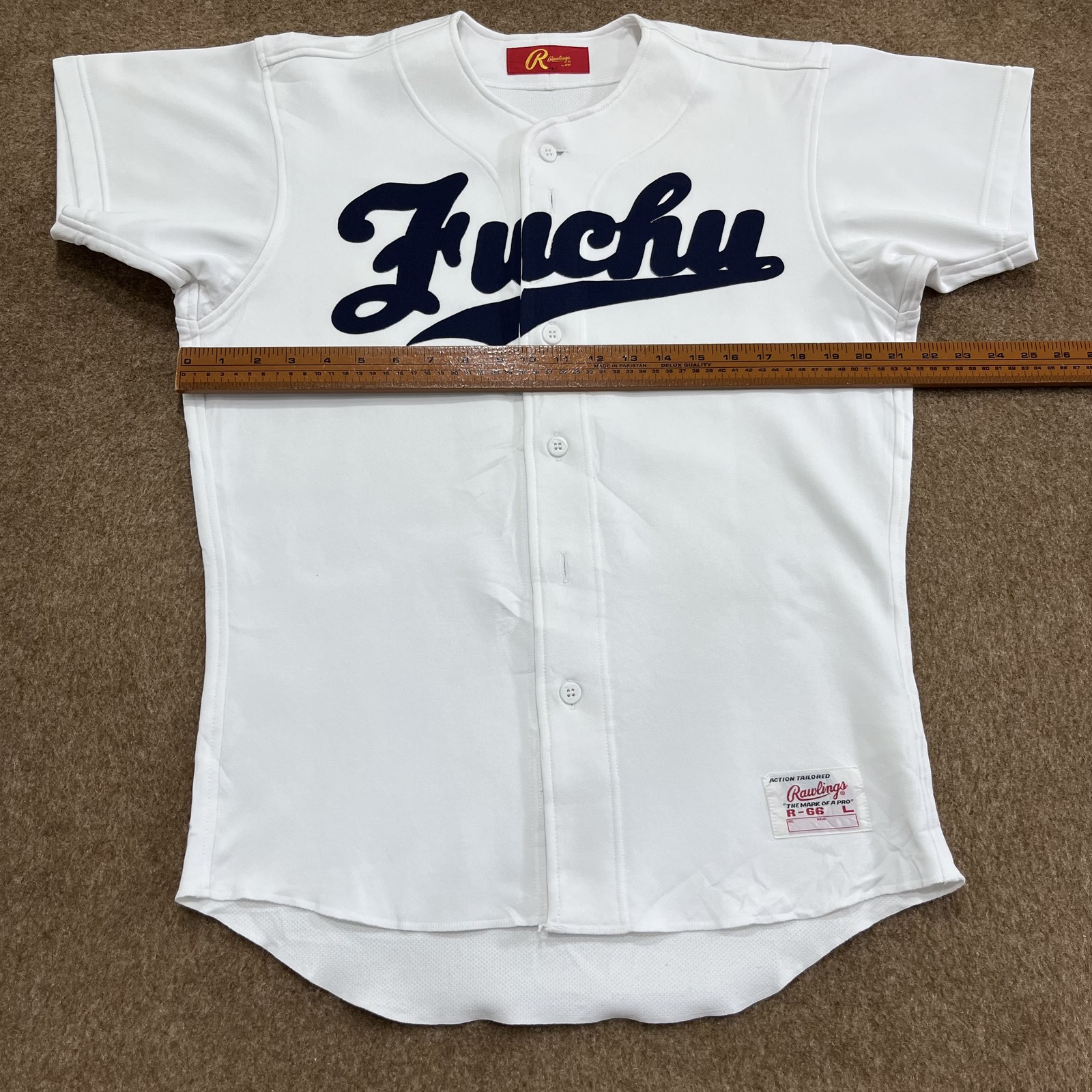 Rangers White Henley Baseball Jersey L Button Front Short Sleeve