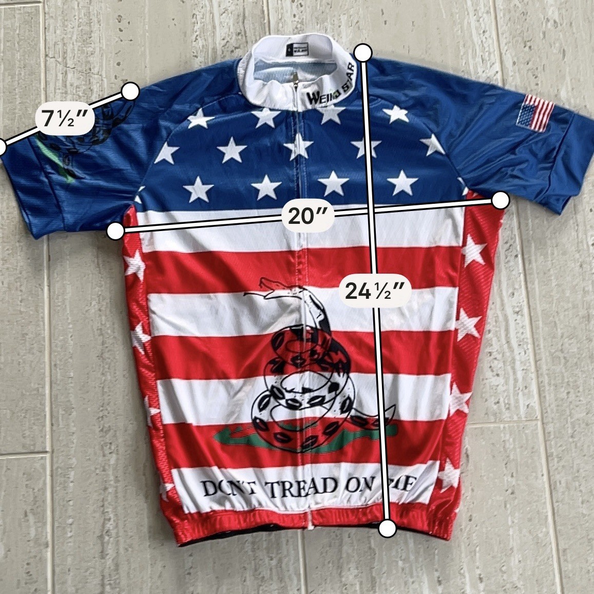 Weimostar Don’t Tread On Me Cycling Jersey Mens Large American Flag Short Sleeve