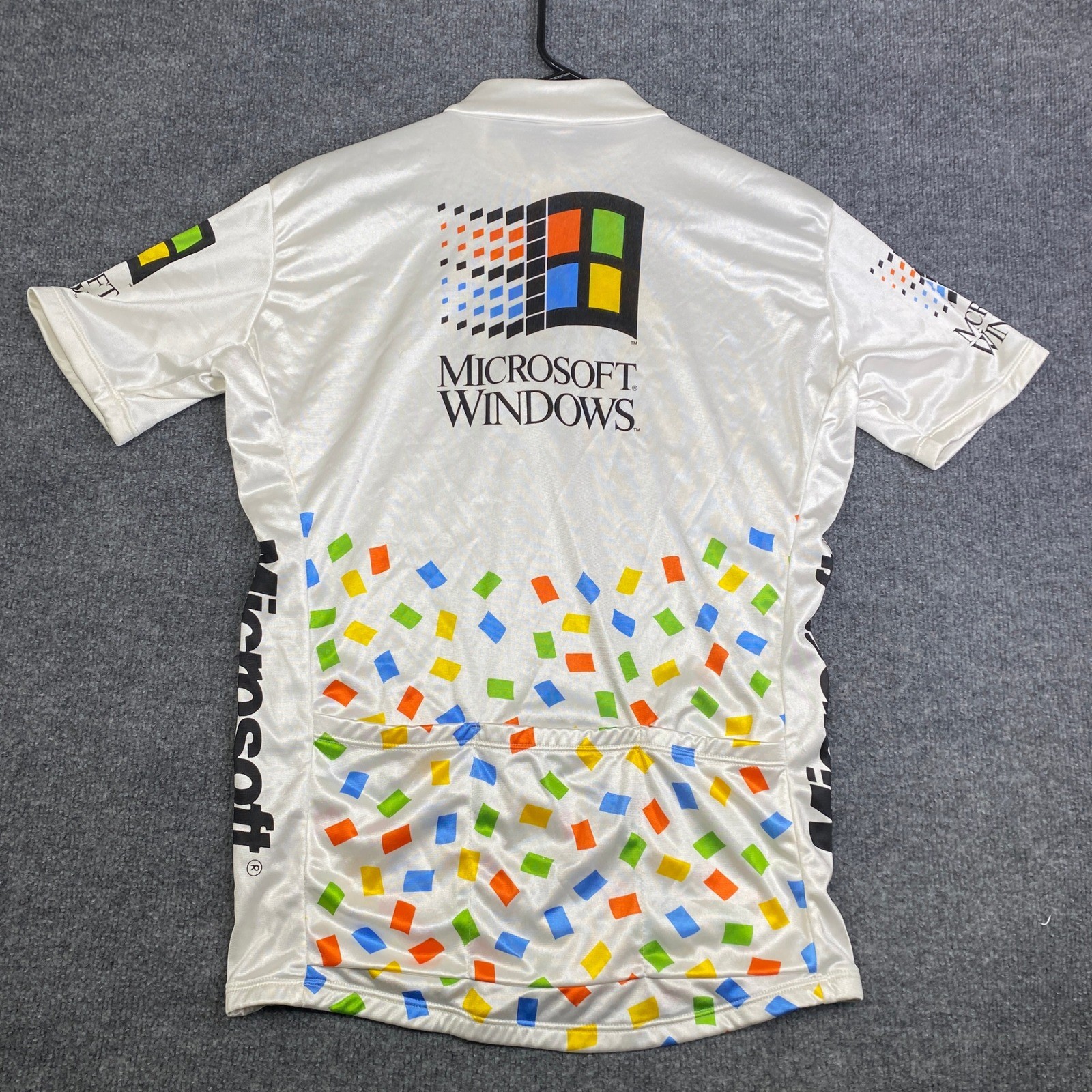 Vintage Microsoft Windows Cycling Jersey Blik Mens Medium White Tech Promo 90s