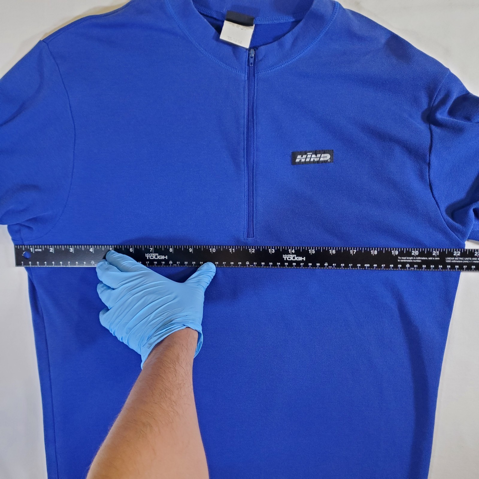 Hind Blue Logo Made in USA VTG 90s Y2K Large 1/4 Zip Cycling Sports Jersey Shirt