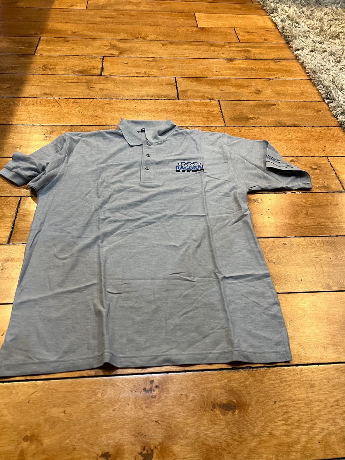 Ragbrai XXXIV Cycling Jersey Men’s Size L NEW Colar Collared Shirt gray