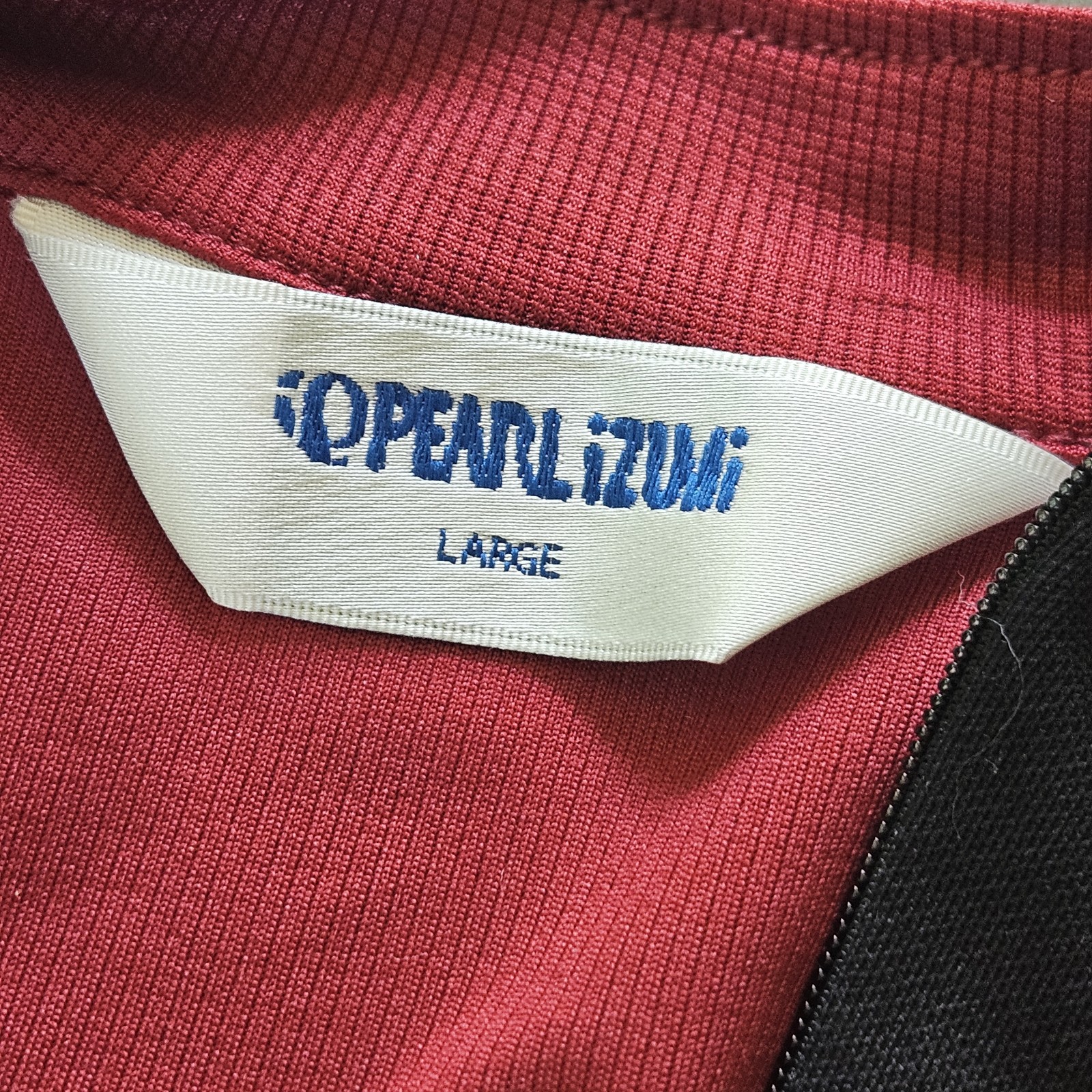 Pearl iZumi Womens Large Full Zip Cycling Jersey Pockets L Sleeve Black Maroon