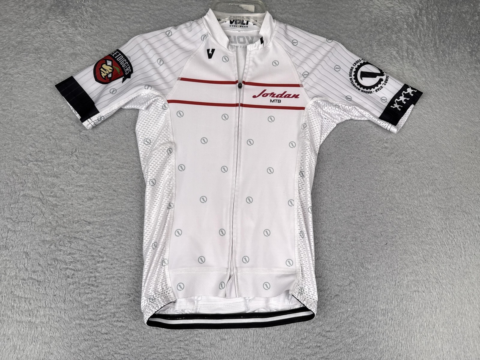 Volt Cycling Jersey Mens XS White Jordan MTB Team Full Zip Short Sleeve Bike