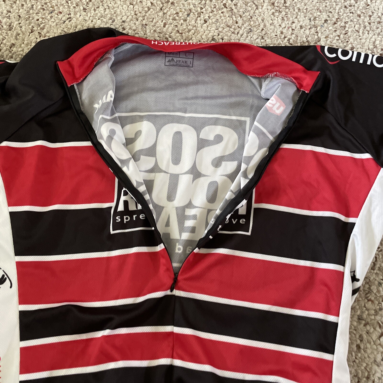 Peak 1 Sports 1/2 Zip Men’s Large L Cycling Jersey Shirt SOS Outreach Vail EUC