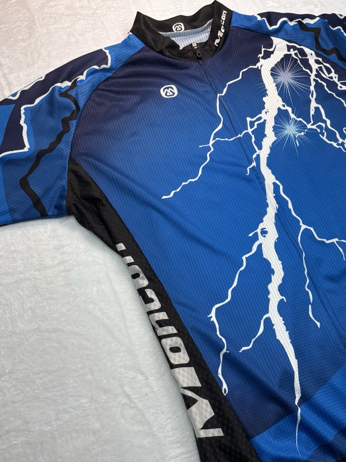 Monton Sports Cycling Jersey Mens XXXL US XL Lightning Bolt Full Zip Bike Shirt