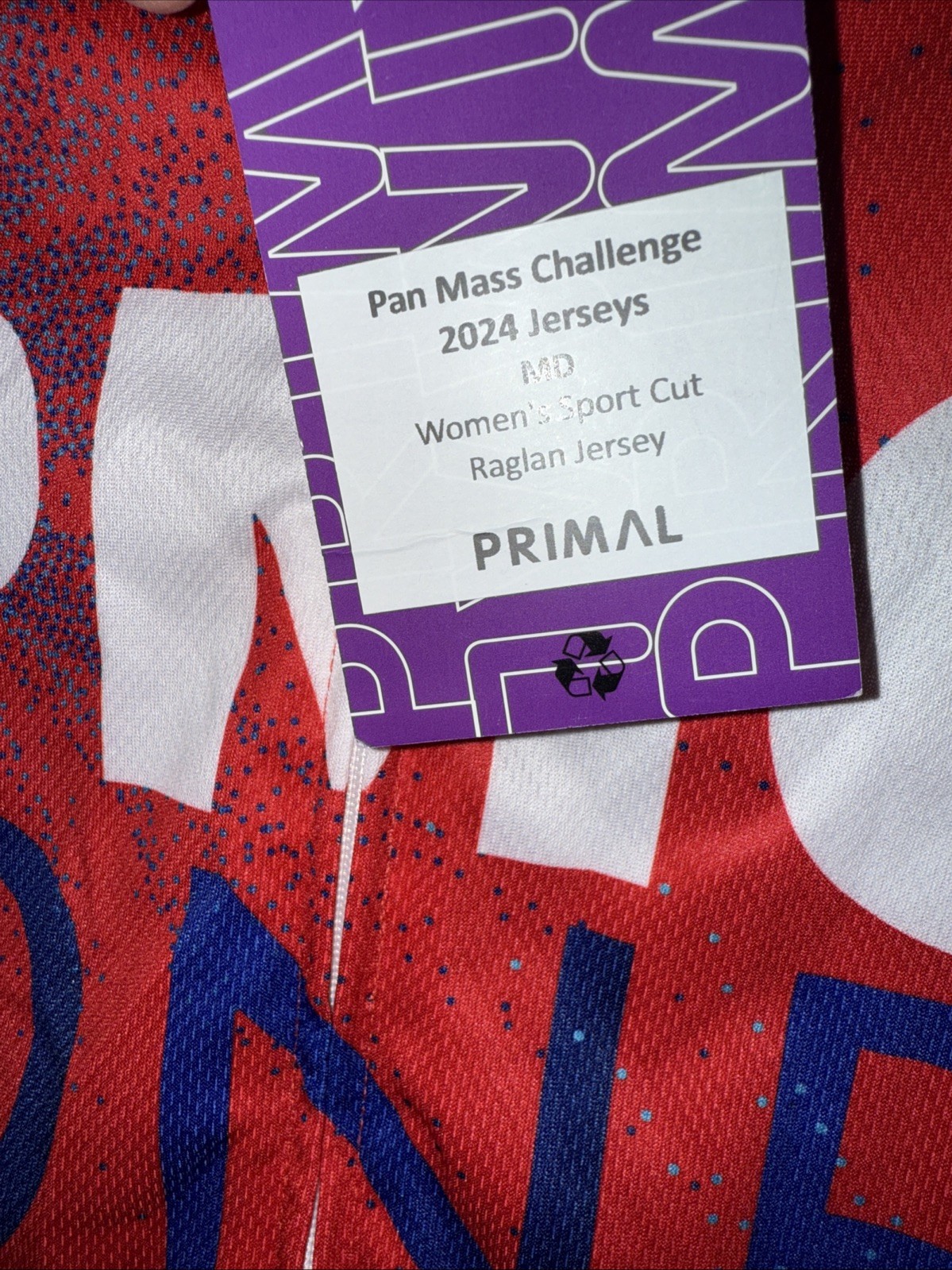 PRIMAL WOMEN PAN MASS CHALLENGE 2024 SPORT CUT RAGLAN JERSEY M(B74)