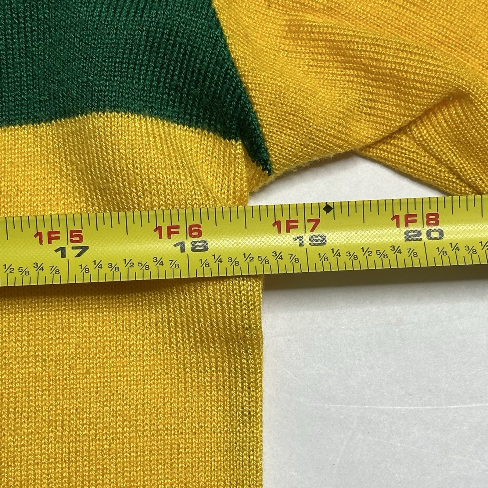 Vintage Wool Cycling Jersey (Chest 37) Stripes STRADA Green Yellow