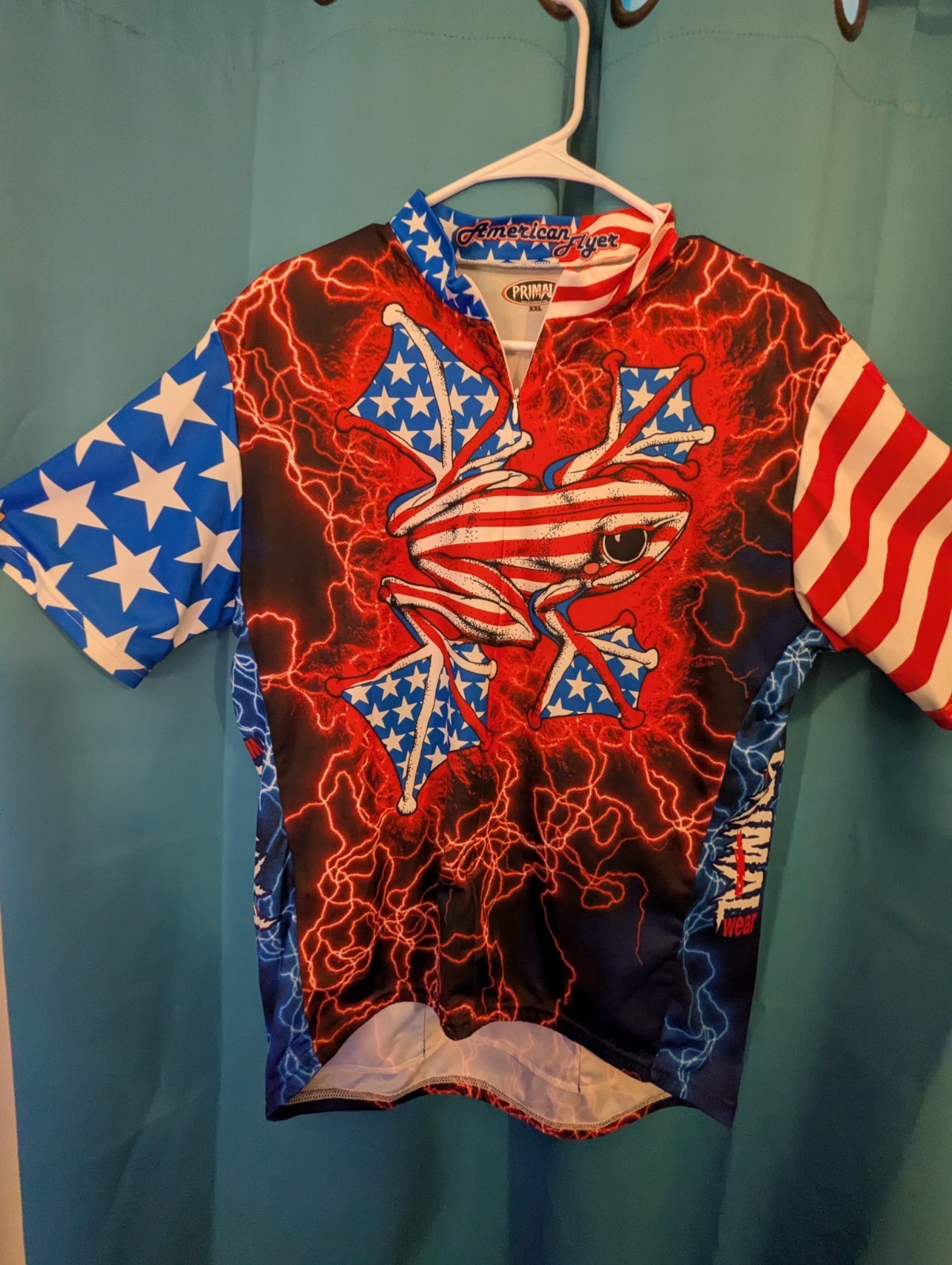 Primal Wear Men XL, lot2, American Flyer Frog Short Sleeve 3/4 Zip bike Jersey