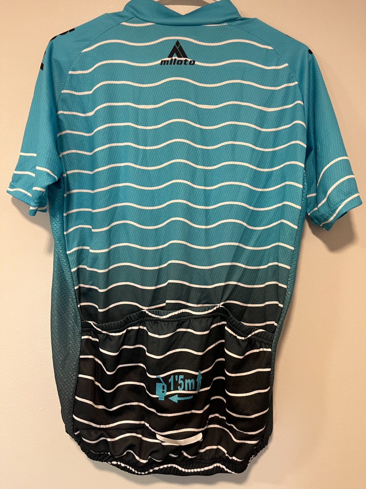Miloto Cycling Jersey Men’s Size XXL Aqua Blue/Black W/ Stripes