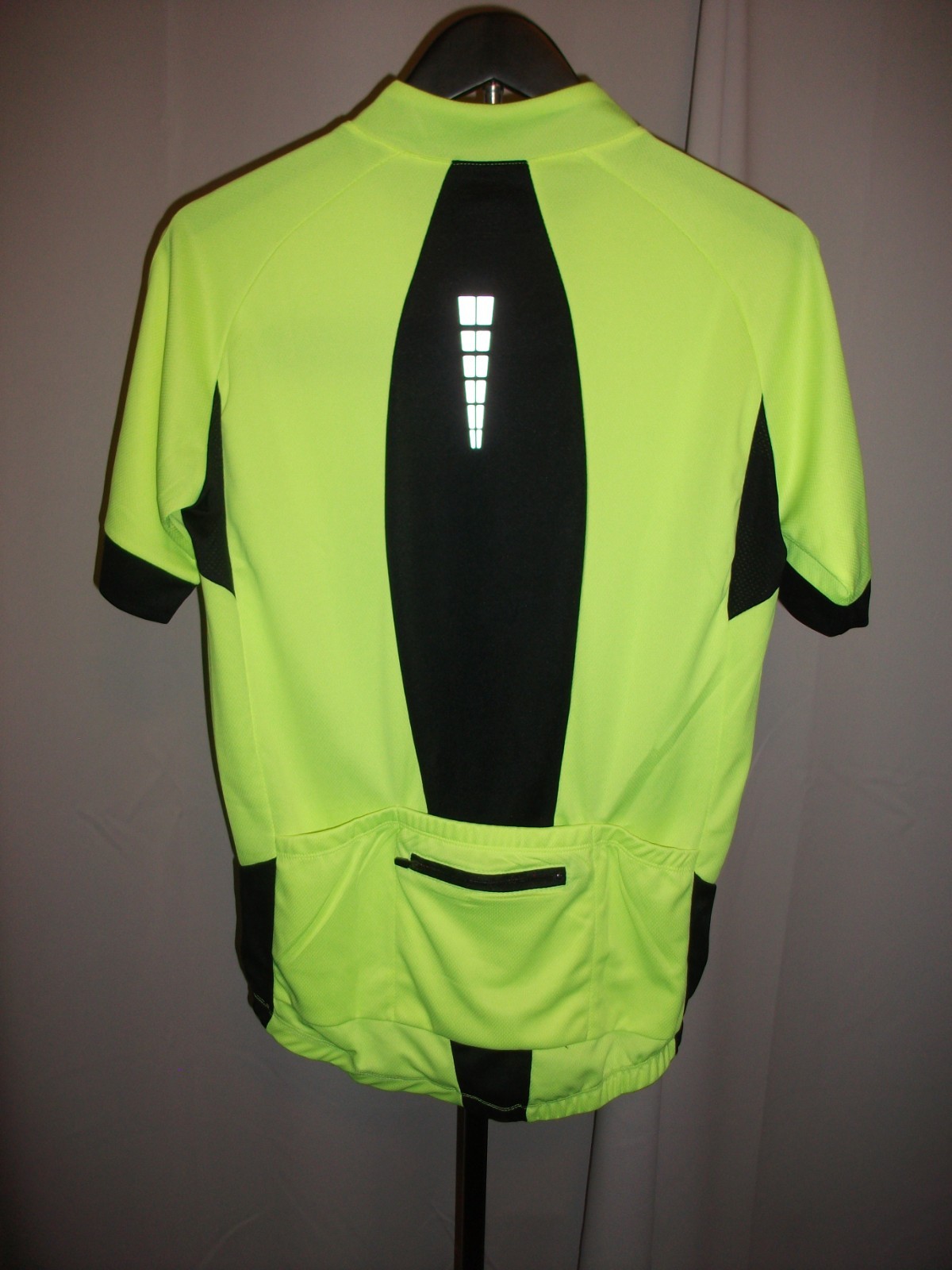 Arsuxeo Men’s Cycling Jersey Hi-Vis Neon Yellow Full Zip Size Medium Zip Pocket