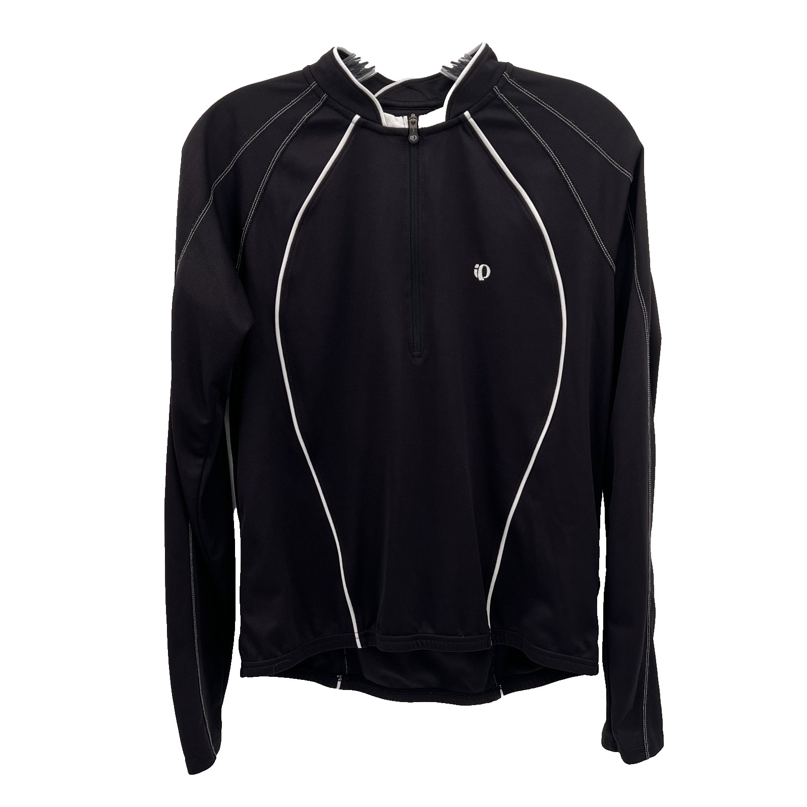 PEARL IZUMI Women’s L Black Long-Sleeve 1/2-Zip Cycling Jersey Shirt Embroidered
