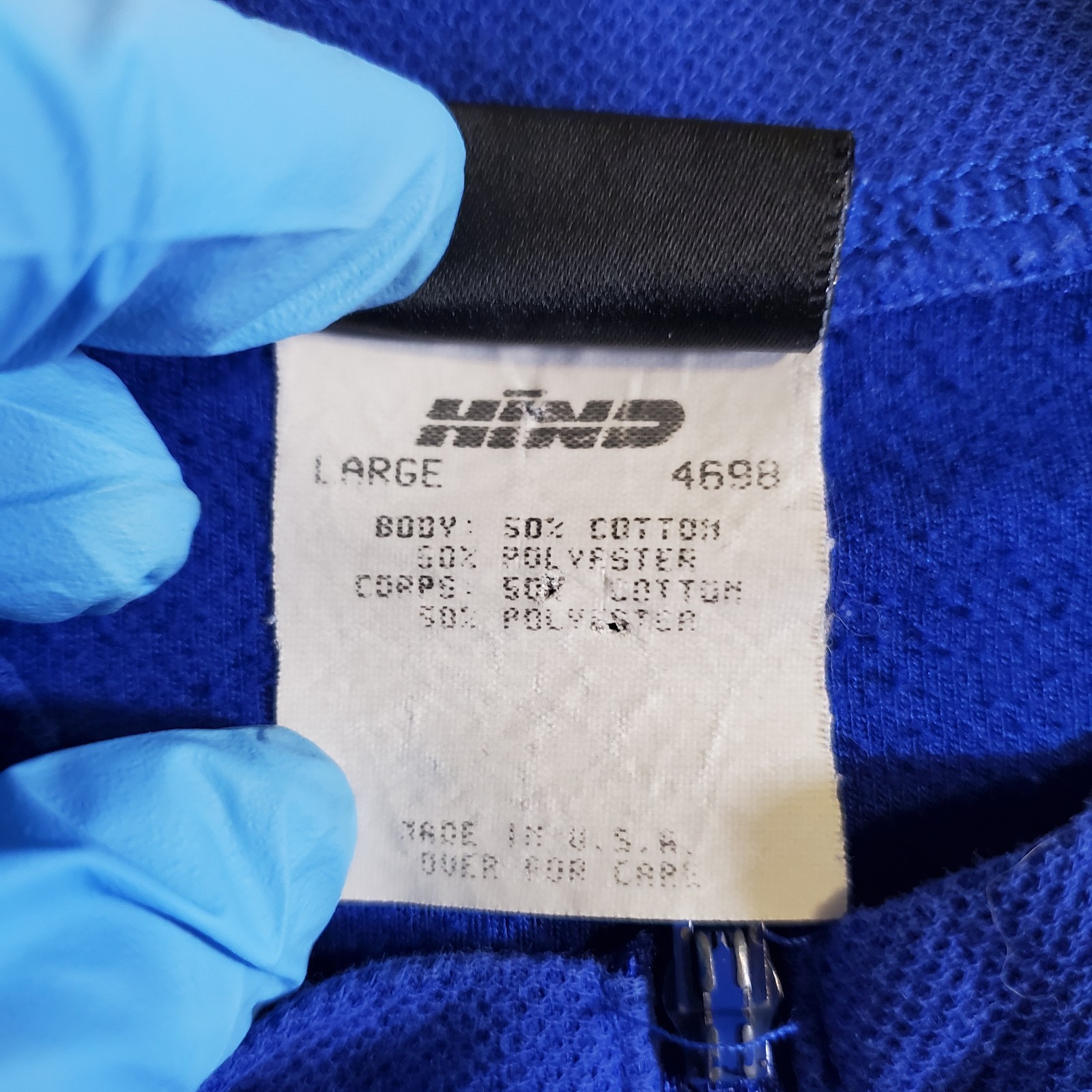 Hind Blue Logo Made in USA VTG 90s Y2K Large 1/4 Zip Cycling Sports Jersey Shirt