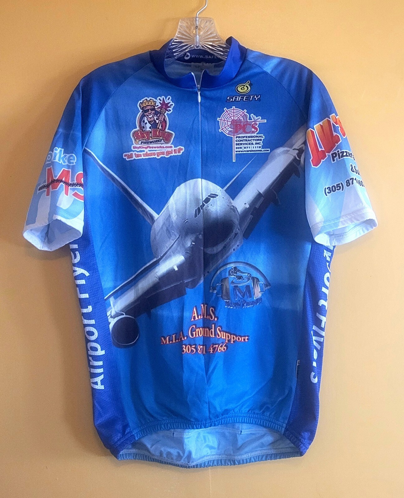 Passenger Airplane Safety Cycling Jersey New XL 3/4 Zip Pockets Free Shipping