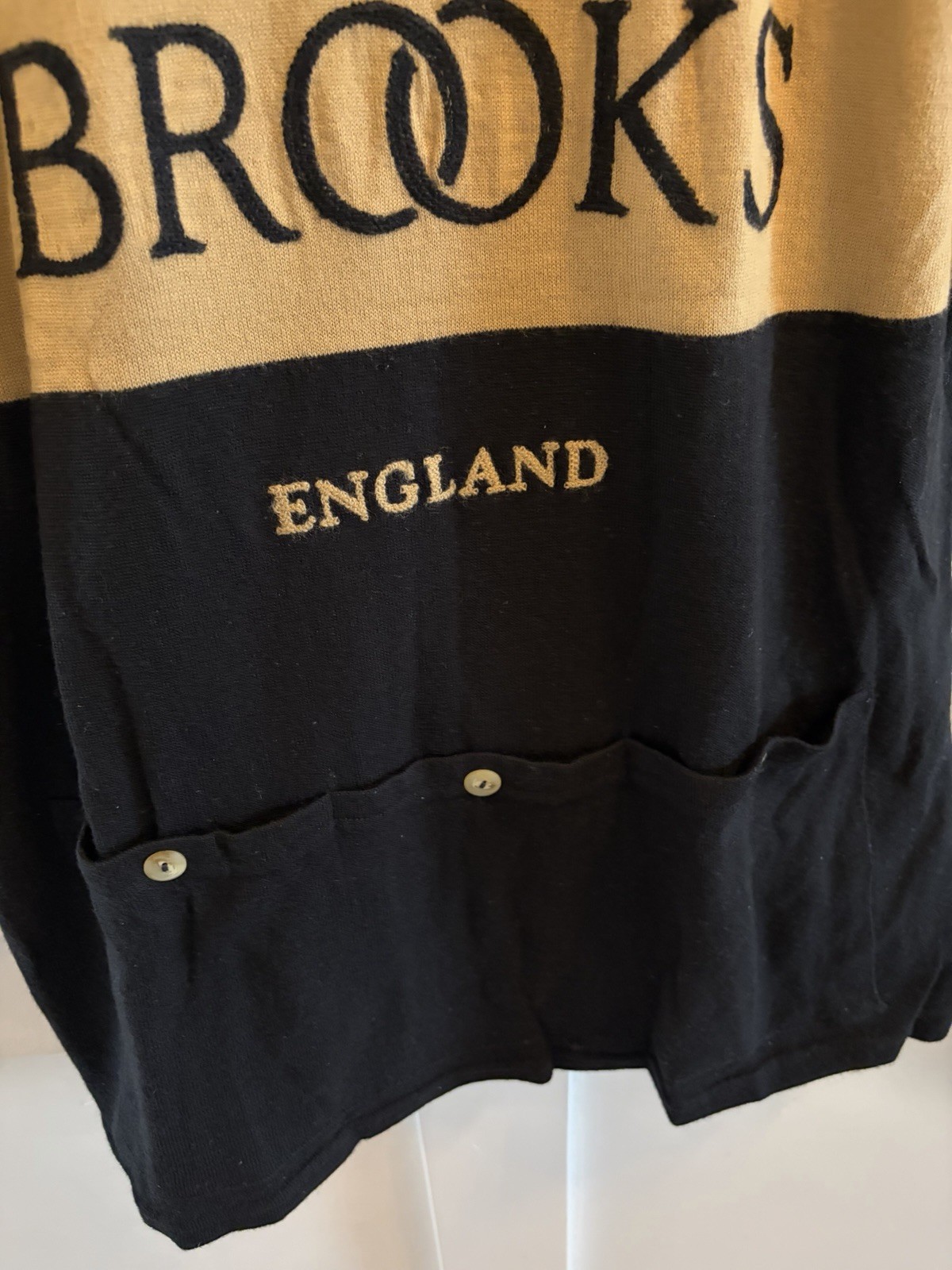 VINTAGE Brooks England L’Eroica Cycling Jersey XL Black/Tan Merino Wool 1/4 Zip