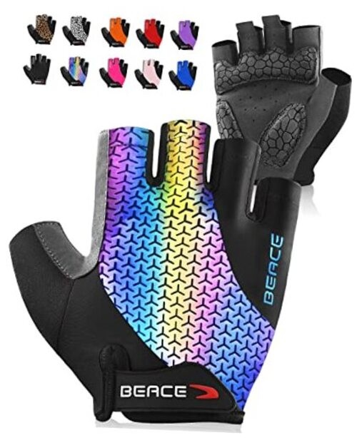 Gloves for Cycling Bike Biking Half Finger Road Medium Colorful Night Glow