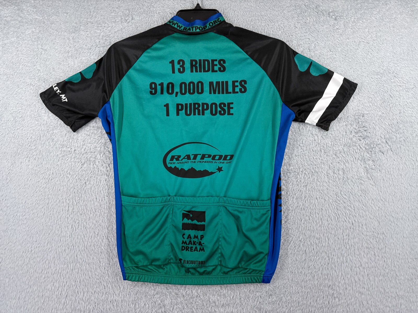 Black Bottoms Cycling Jersey Adult Large Green Blue RATPOD13 Dillion Montana