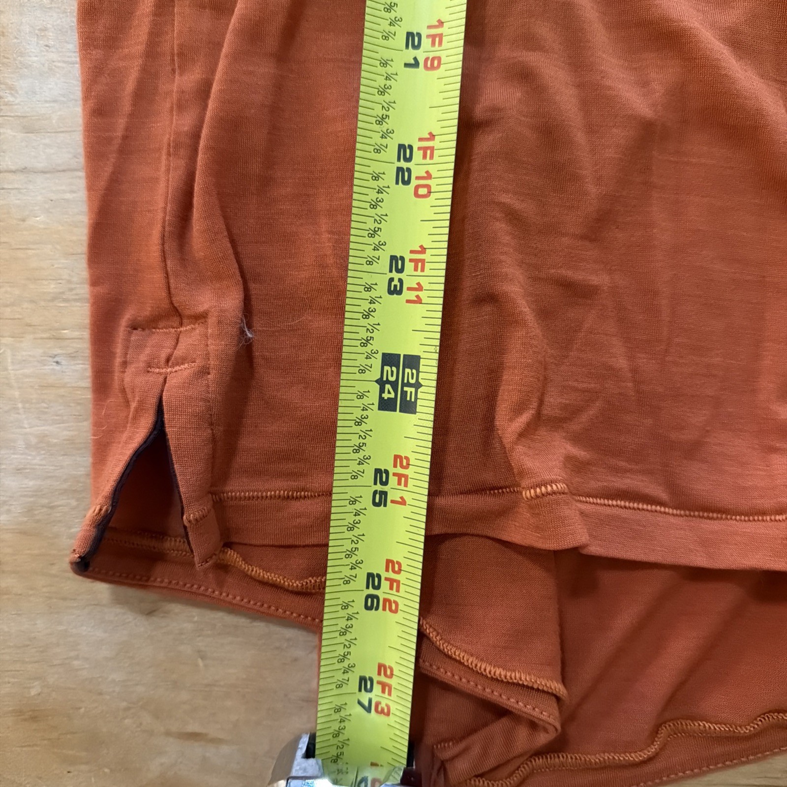 Patagonia Merino Bike Jersey Mens Large Burnt Orange 3/4 Sleeve Lightweight Tee