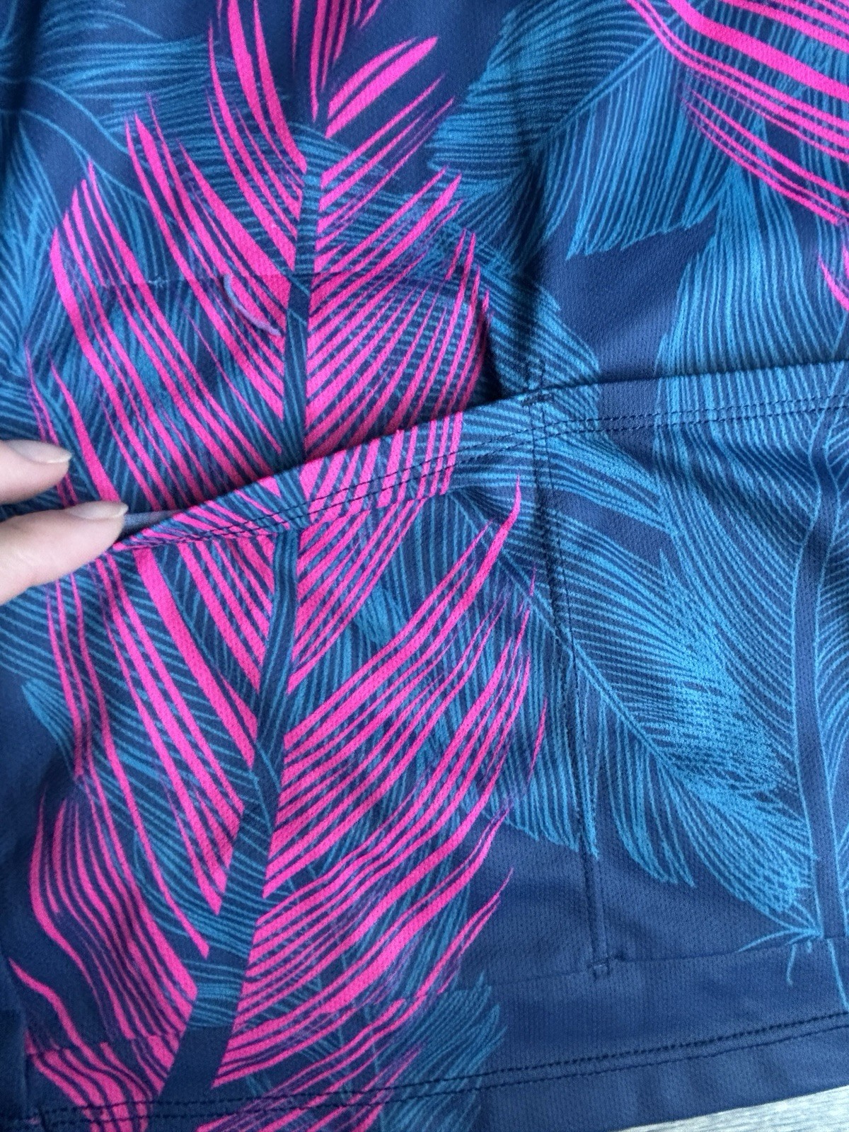 Terry Cycling Mesh Sleeveless Bike Jersey Tank Top Pink Blue Feathers Pockets L