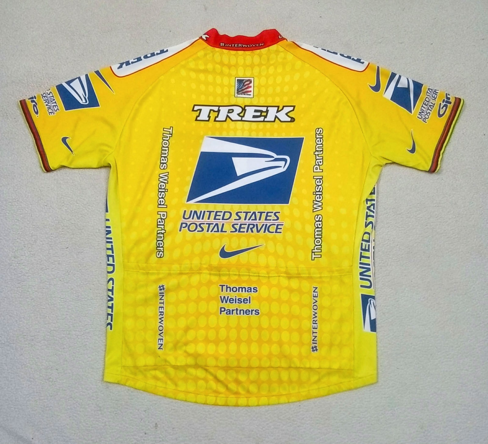 RARE VTG 2003 USPS TREK Yellow Ed. nike Cycling Jersey Lance Armstrong fits 2XL