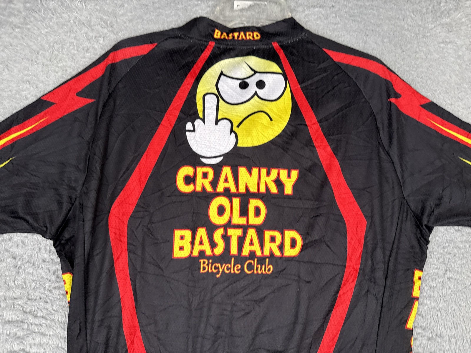 STRGAD Cycling Jersey Mens XL Black Cranky Old Bastard Full Zip Pockets Top